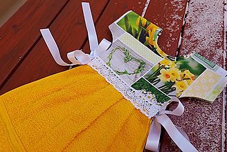 Úžitkový textil - Dekoračný uterák na rúru tulipány,narcisy,margarétky (Žltý uterák) - 14277684_