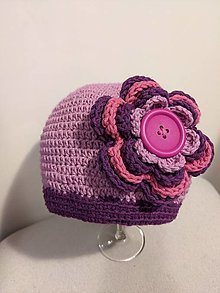 Detské čiapky - Háčkovaná čiapka s veľkým kvetom - 14274900_