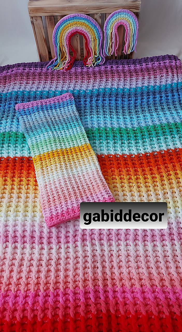 Deky "Dúhový most" z vlny puffy/puffy fine