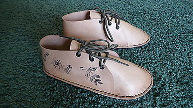 Ponožky, pančuchy, obuv - Zimná ZĽAVA na Kožené barefoot topánočky (Béžová) - 14277599_