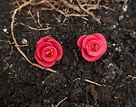 Náušnice - Náušnice ruže (Červená) - 14276978_