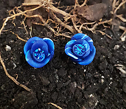 Náušnice - Náušnice ruže (Modrá) - 14276997_