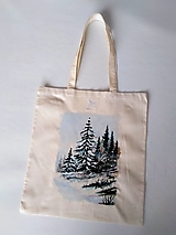 Stromy v zime... - maľovaná nákupná taška