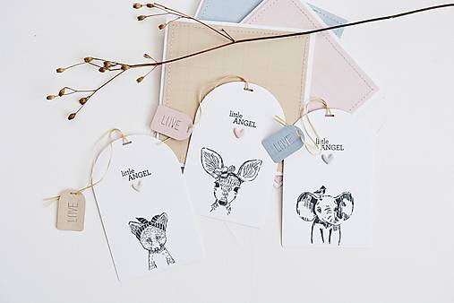 Papiernictvo - Mini pozdrav pre bábätko - zvieratká - 14281489_