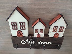 Nábytok - Drevený vešiak na kľúče domčeky - 14280033_
