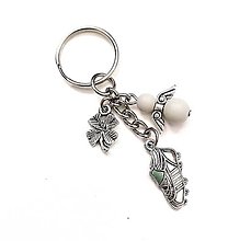 Kľúčenky - Kľúčenka "kopačka" s anjelikom (sivá) - 14281309_
