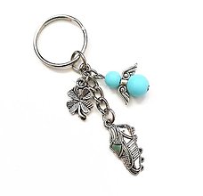 Kľúčenky - Kľúčenka "kopačka" s anjelikom (modrá svetlá) - 14281324_