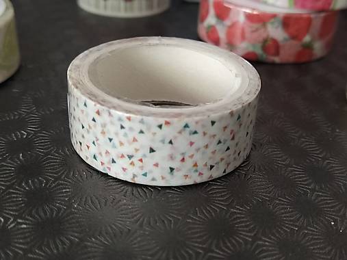 Papier - Washi páska - trojuholníky (15 mm x 5 m) - 14279035_