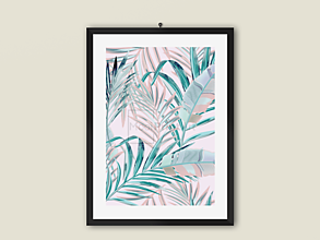 Grafika - Art Print| Palmové listy na ružovom pozadí - 14280675_