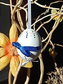Dekorácie - Voskované vajíčka - biele (Modrá) - 14282842_