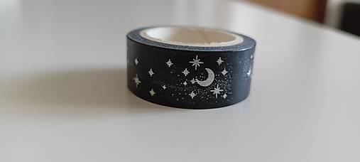 Papier - Washi páska - strieborný vzor (Nočná obloha) - 14283526_
