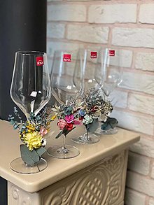 Nádoby - Kvetinová ozdoba (nielen) na svadobné poháre   (Vlastný dizajn na mieru) - 14285921_