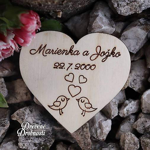 Darčeky pre svadobčanov - Svadobné srdiečka (Vtáčiky) - 14283989_