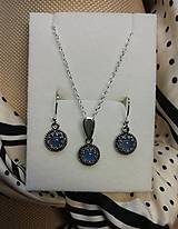 Sady šperkov - Sada máhrdelník a náušnice s modrým Achátom - 14285305_