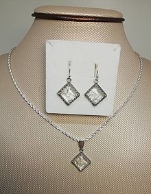 Sady šperkov - Sada - náhrdelník a náušnice prírodný Krištáľ - 14285424_