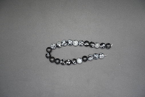 Minerály - Obsidián vločkový 4-6-8-10-12 (23ks (8mm)) - 14286896_