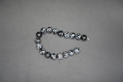 Minerály - Obsidián vločkový 4-6-8-10-12 (18ks (10mm)) - 14286901_