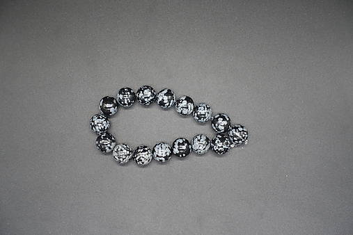 Minerály - Obsidián vločkový 4-6-8-10-12 (16ks (12mm)) - 14286907_