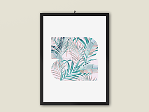 Grafika - Art Print| Palmové listy na ružovom pozadí| geometrické tvary - 14286168_