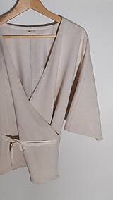 Kimoná - Prírodné nefarbené zavinovacie kimono - 14289540_