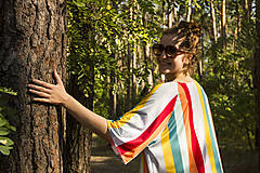 Kimoná - Boho color stripes kimono - 14287251_