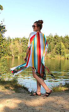 Župany - Boho color stripes kimono - 14287250_