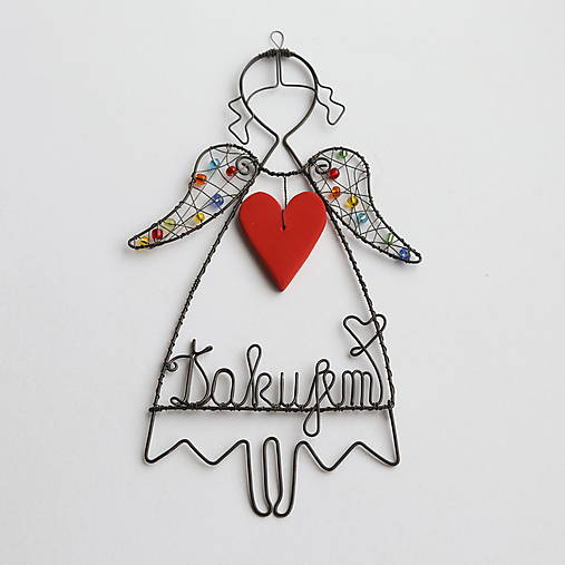 Dekorácie - anjelik s farebnými krídlami 17cm - 14292373_