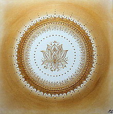 Obrazy - Mandala LOTOSOVÝ KVET ŠŤASTIA (gold-white) 50 x 50 - 14292410_