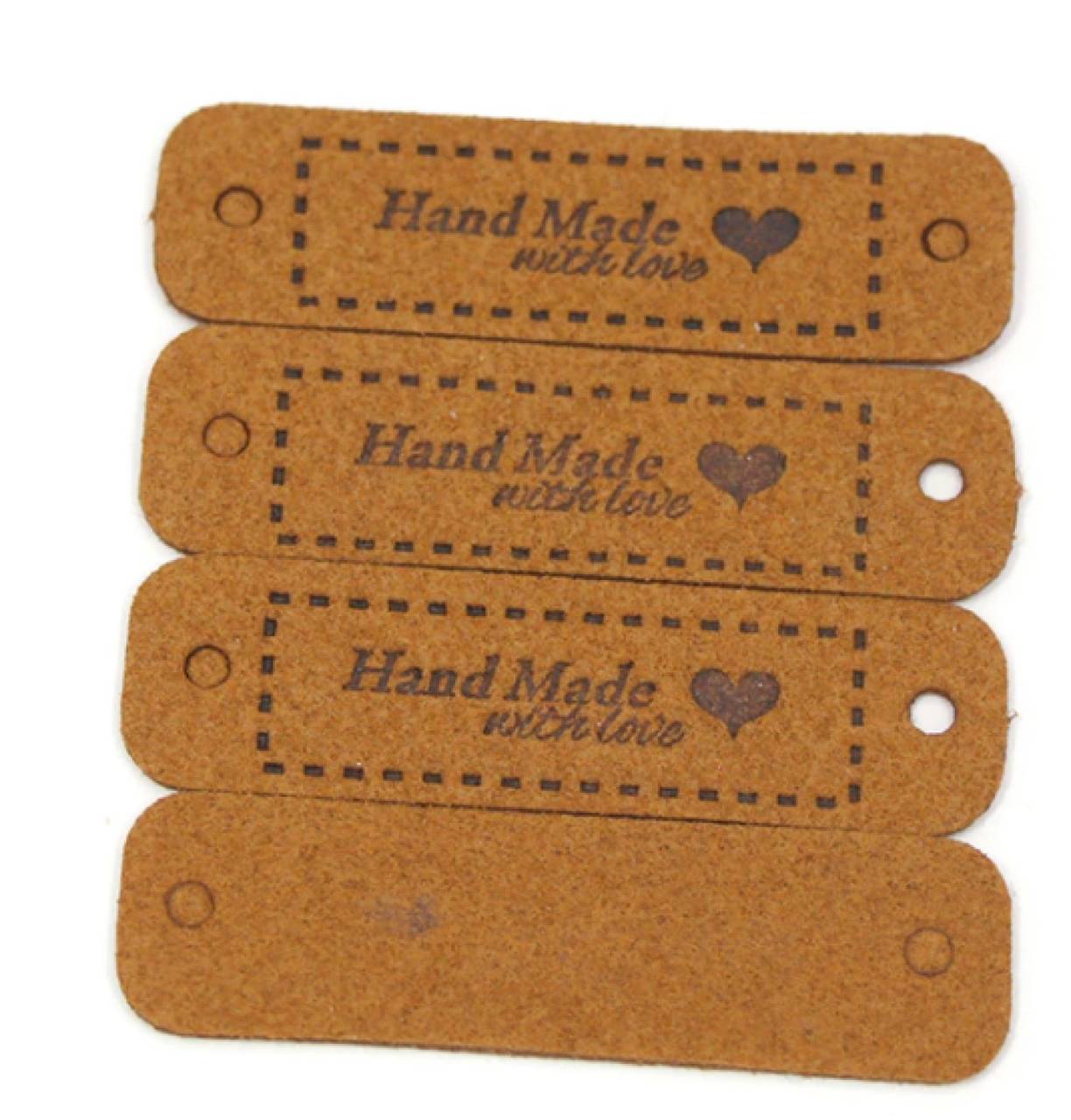 NT101 Koženková nášivka Handmade 5 x 1,5 cm (Hnedá 3)