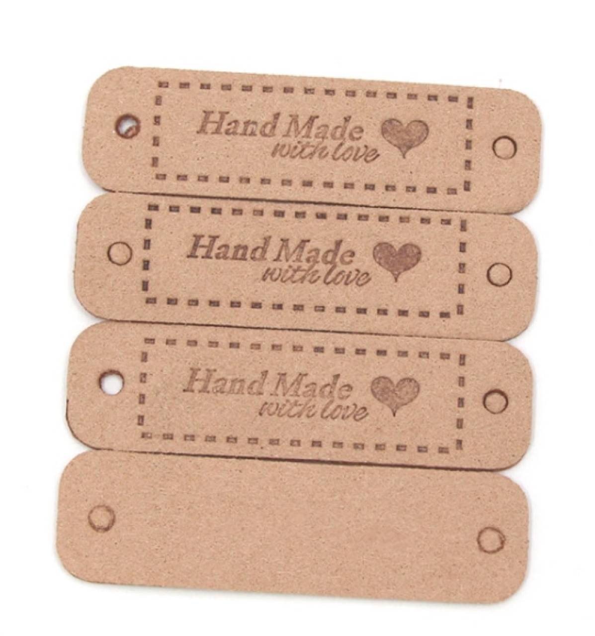 NT102 Koženková nášivka Handmade 5 x 1,5 cm (Hnedá 4)