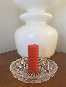 Svietidlá a sviečky - Sviečka z včelieho vosku - oranžová (8x3cm) - 14292097_