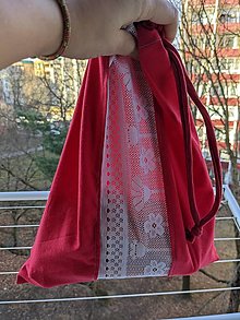 Úžitkový textil - Zero waste vrecúško s priehladnou časťou (Červené) - 14289910_