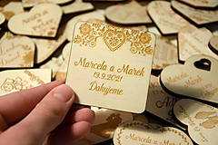 Darčeky pre svadobčanov - Svadobná drevená magnetka - 14290682_