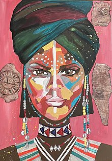 Obrazy - Afro lady 50x90 cm - 14294155_