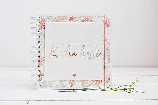 Papiernictvo - Svadobná kniha hostí - ružové lístky (palma) 20x20 - 14299121_