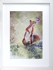 Obrazy - Akvarelový obraz s veveričkou - 14297269_