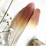 Suroviny - biele husacie pierka s ružovo-zlatou špičkou (5 ks) - 14298251_