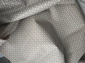 Textil - Bavlnené látky (hnedý podklad - biele kvietky) - 14298182_