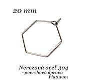 Komponenty - Hexagon 20mm /farba Platina/ /M2228/ - nerez.oceľ 304 - 14302369_