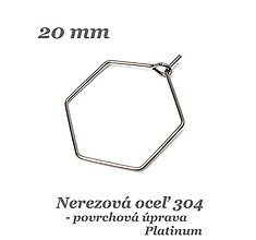Komponenty - Hexagon 20mm /farba Platina/ /M2228/ - nerez.oceľ 304 - 14302369_