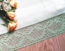 Úžitkový textil - Utierka s háčkovanou krajkou, mentolová - 14302216_