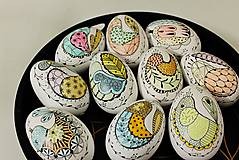 Dekorácie - husacie vajíčka / vzor farebný vtáčik - 14303454_