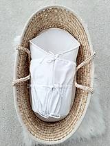 Detský textil - Mušelínová zavinovačka BIELA aj do krstu s puzdrom na viazanie 70x70cm - 14305959_