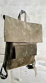 Batohy - OLIVOVÝ kožený ruksak - 14306400_