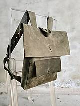 Batohy - OLIVOVÝ kožený ruksak - 14306401_