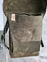 Batohy - OLIVOVÝ kožený ruksak - 14306402_