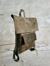 Batohy - OLIVOVÝ kožený ruksak - 14306403_