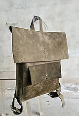 Batohy - OLIVOVÝ kožený ruksak - 14306404_