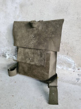 Batohy - OLIVOVÝ kožený ruksak - 14306415_