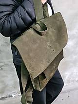 Batohy - OLIVOVÝ kožený ruksak - 14307498_